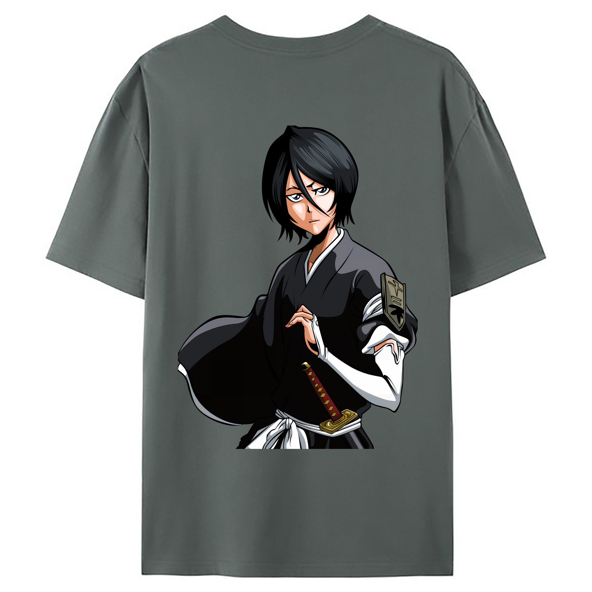 （画像用） ブリーチ 朽木ルキア BLEACH Kuchiki Rukia 綿100％ メンズ半袖Tシャツ（バックプリント） 通気性